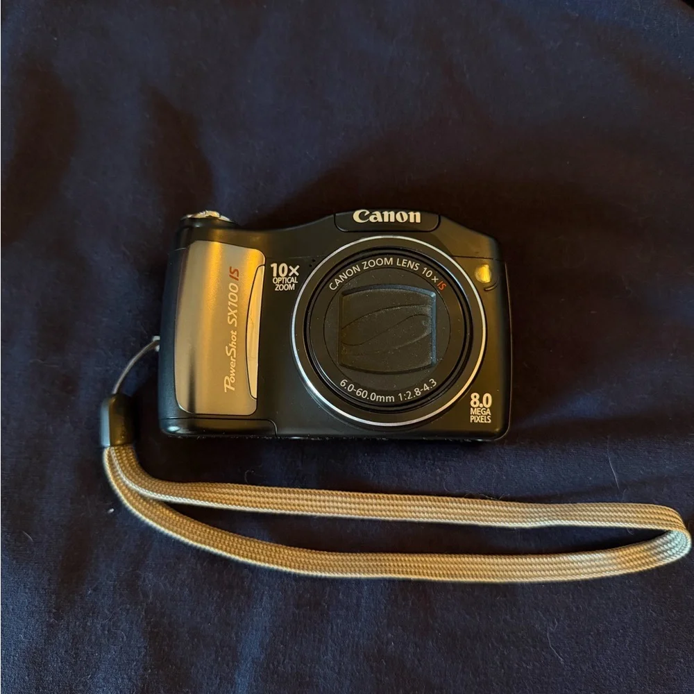 Canon PowerShot SX100 IS Black with Tan Strap